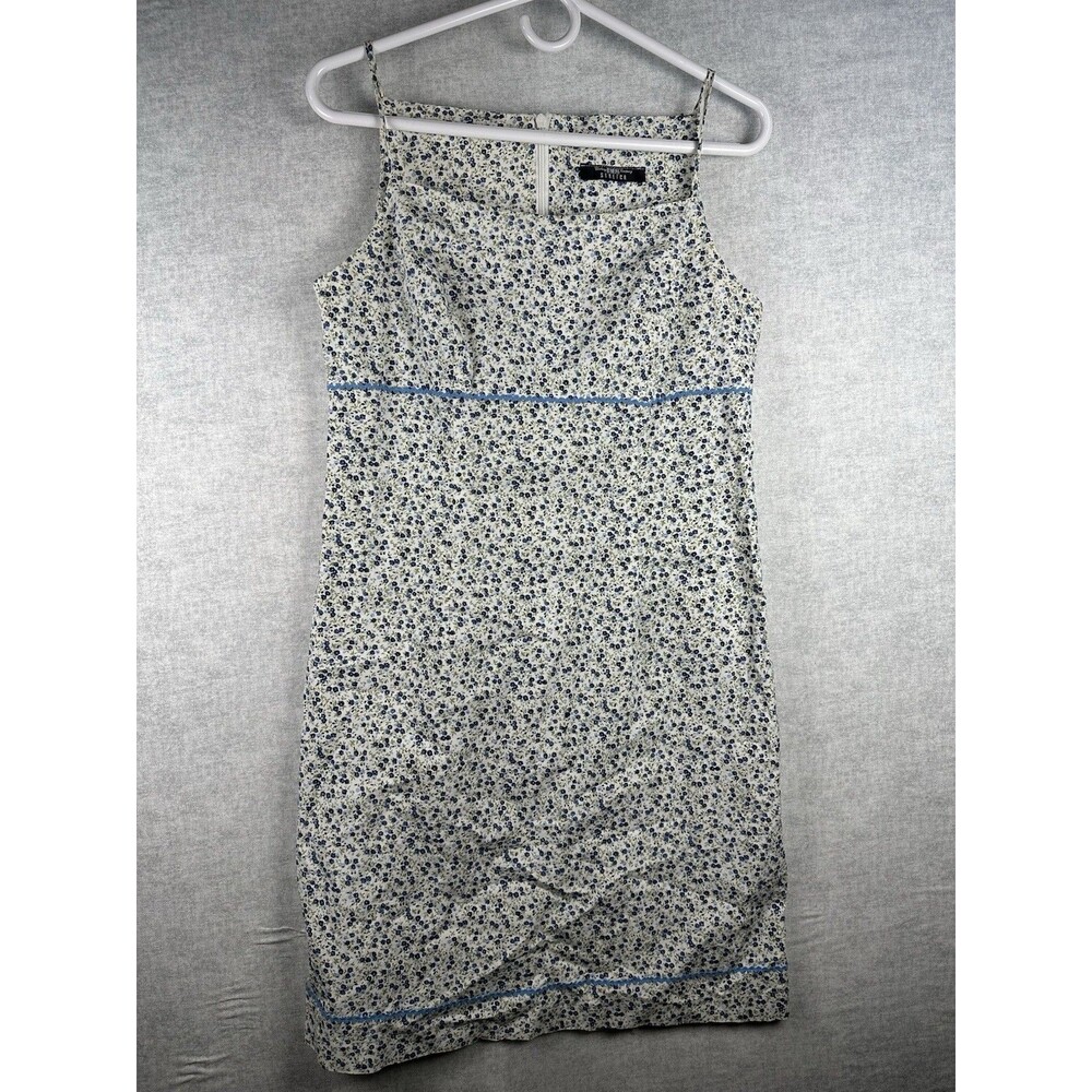 B. Moss Floral Cotton Sheath Sundress Zip Back Size Small Cottage Core